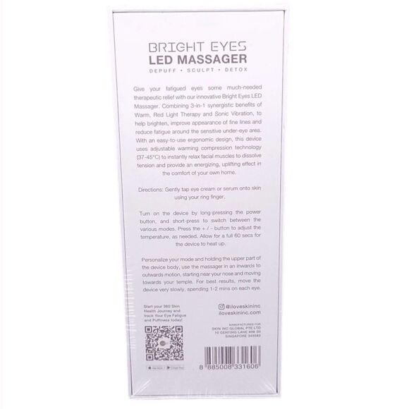 BRIGHT EYES Skin Inc LED Massager Depuff Smooth Detox Eye Rejuvenation Wand - Picture 4 of 4